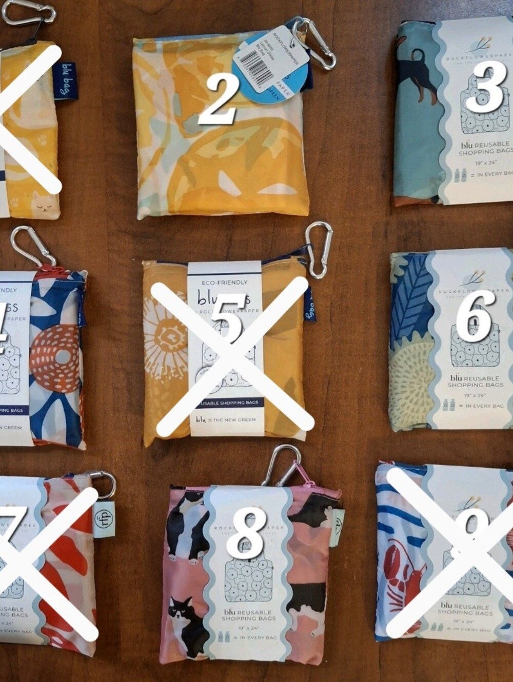 Asst. Blu Bags- Reusable Shopping Bags - 5 Designs - 1 Of Each Available